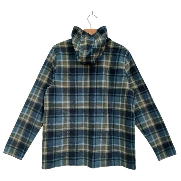 O'Neill Hooded Fleece Sweatshirt Womens Large Green Plaid 1/2 Zip Warm Outdoor - Picture 4 of 12